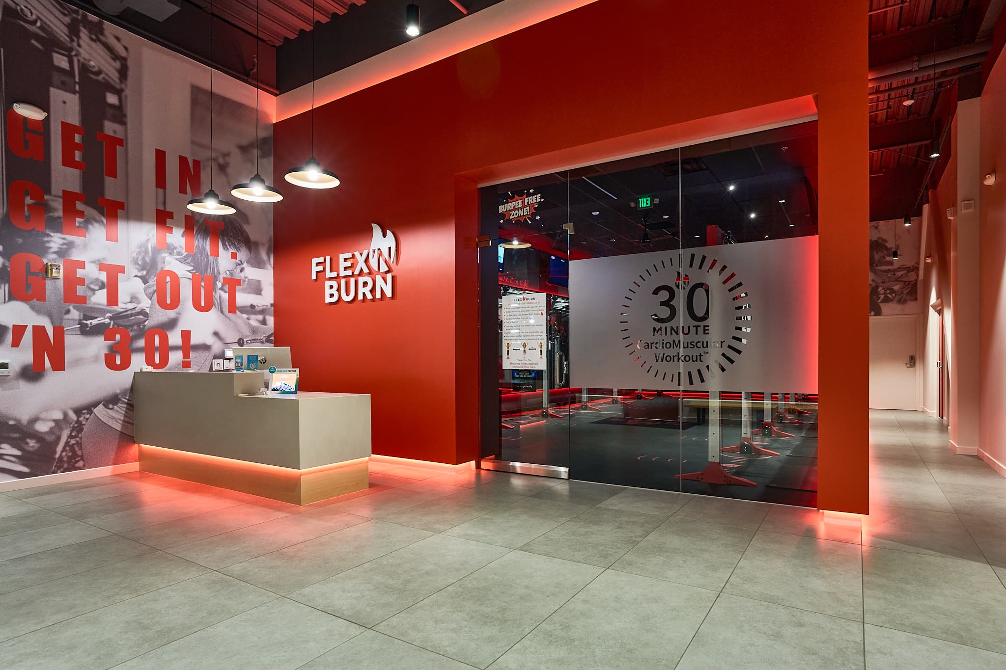 Flex 'n Burn hallway and lobby